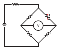 bridge circuit with thermistor and three fixed resistors