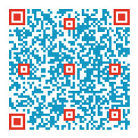 QR code in red and blue pixels