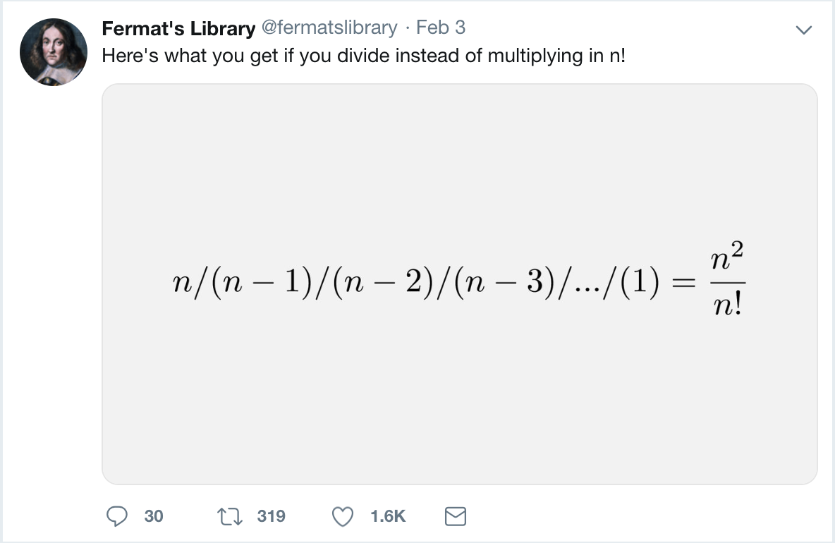 Inverse factorial tweet